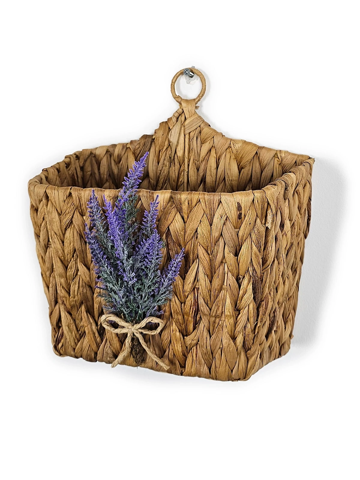 Lavantalı Hasır Kapı Sepeti Gazetelik Posta Kutusu 30cm