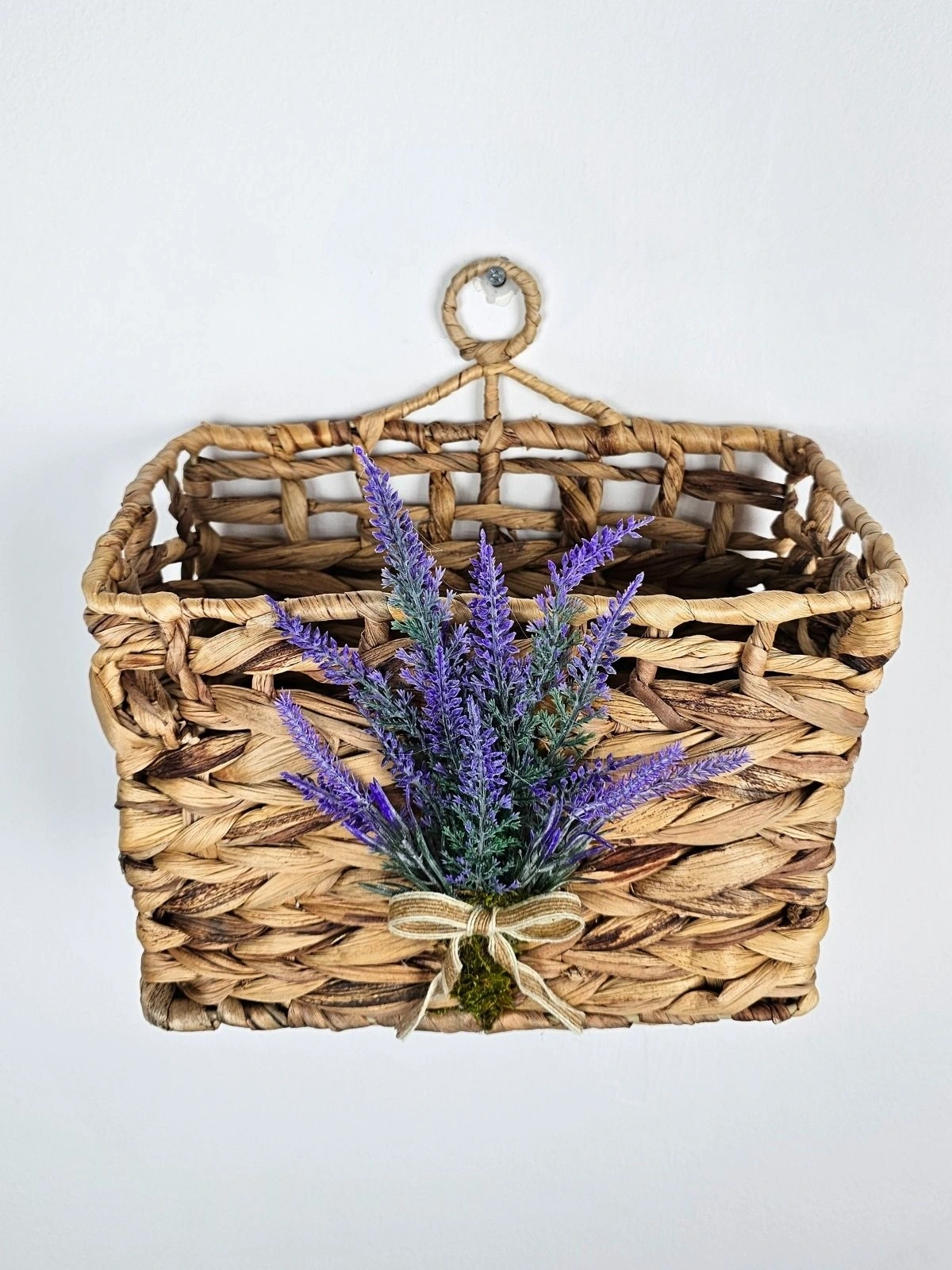 Lavantalı Hasır Kapı Sepeti Gazetelik Posta Kutusu Kapı Süsü 28cm