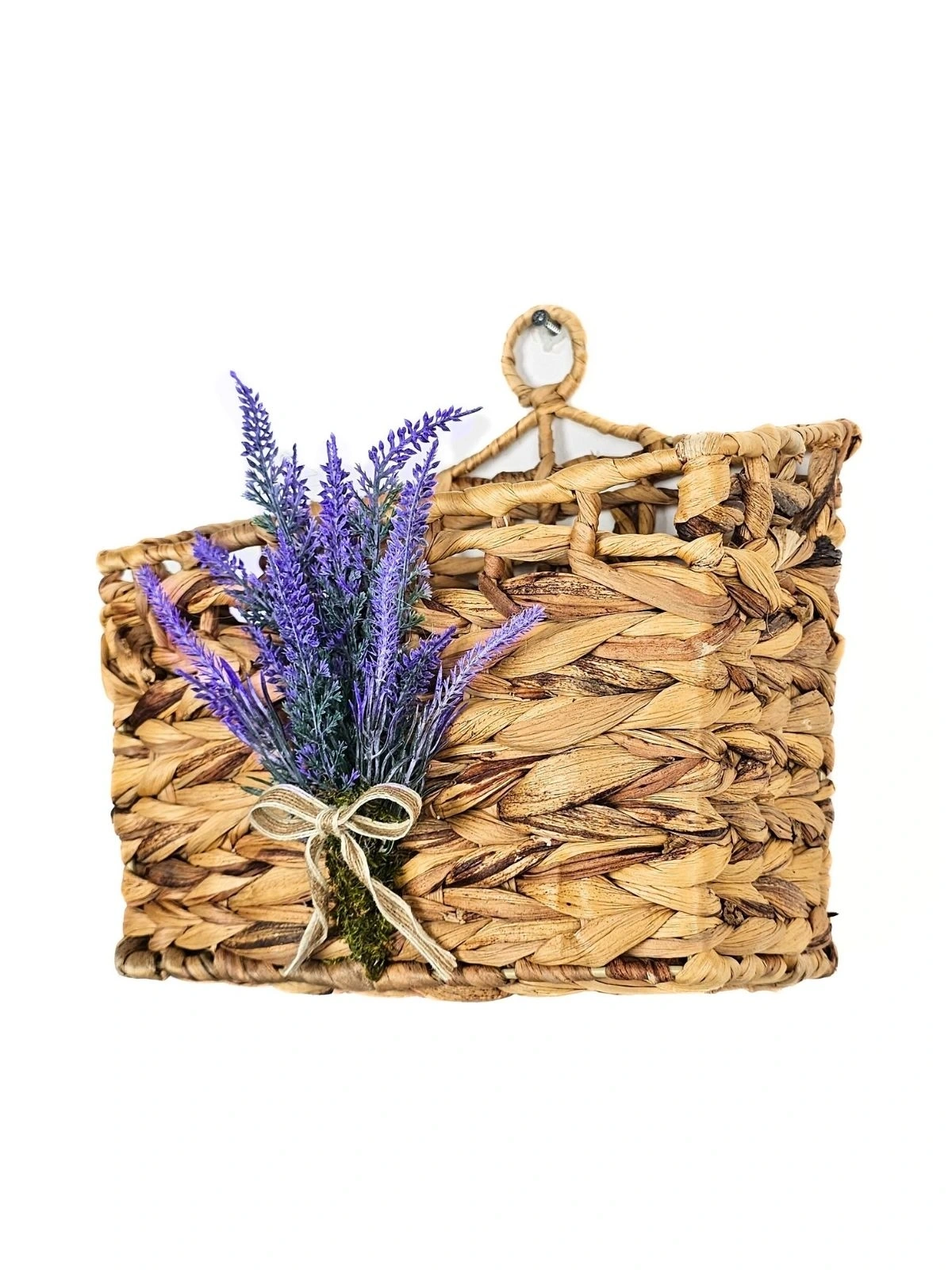 Lavantalı Hasır Kapı Sepeti Gazetelik Posta Kutusu Kapı Süsü 28cm