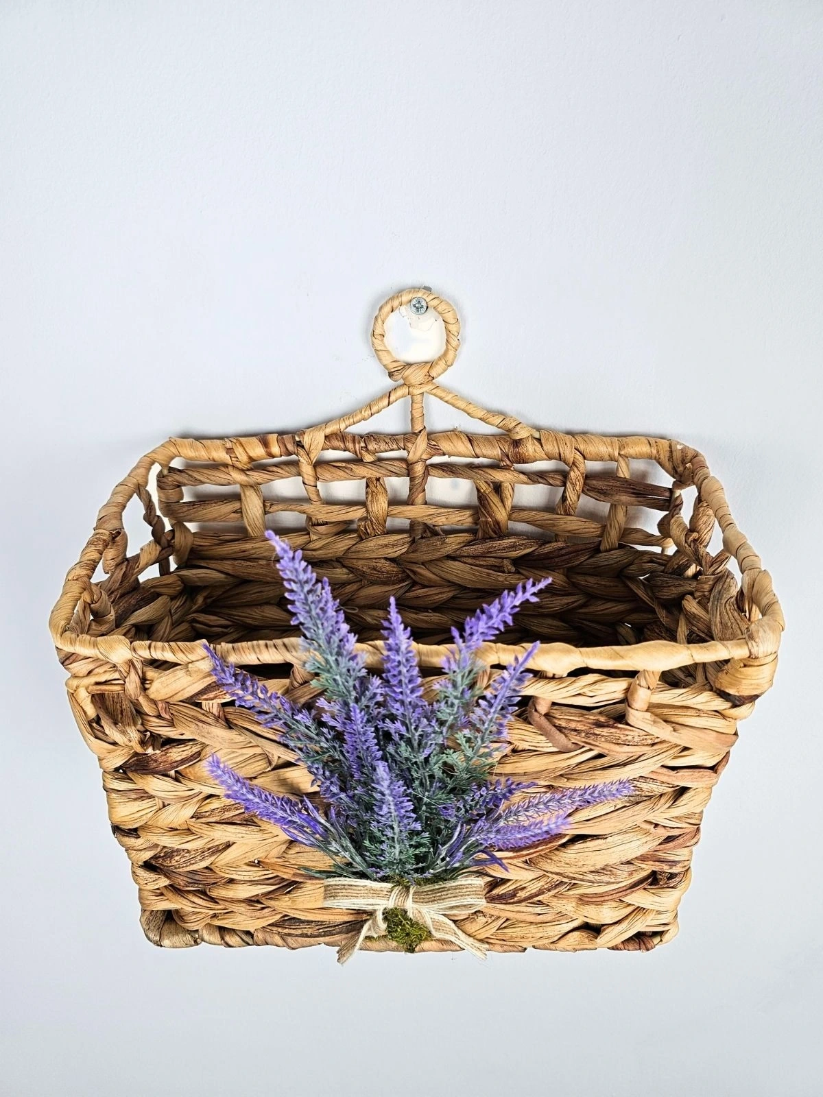 Lavantalı Hasır Kapı Sepeti Gazetelik Posta Kutusu Kapı Süsü 28cm