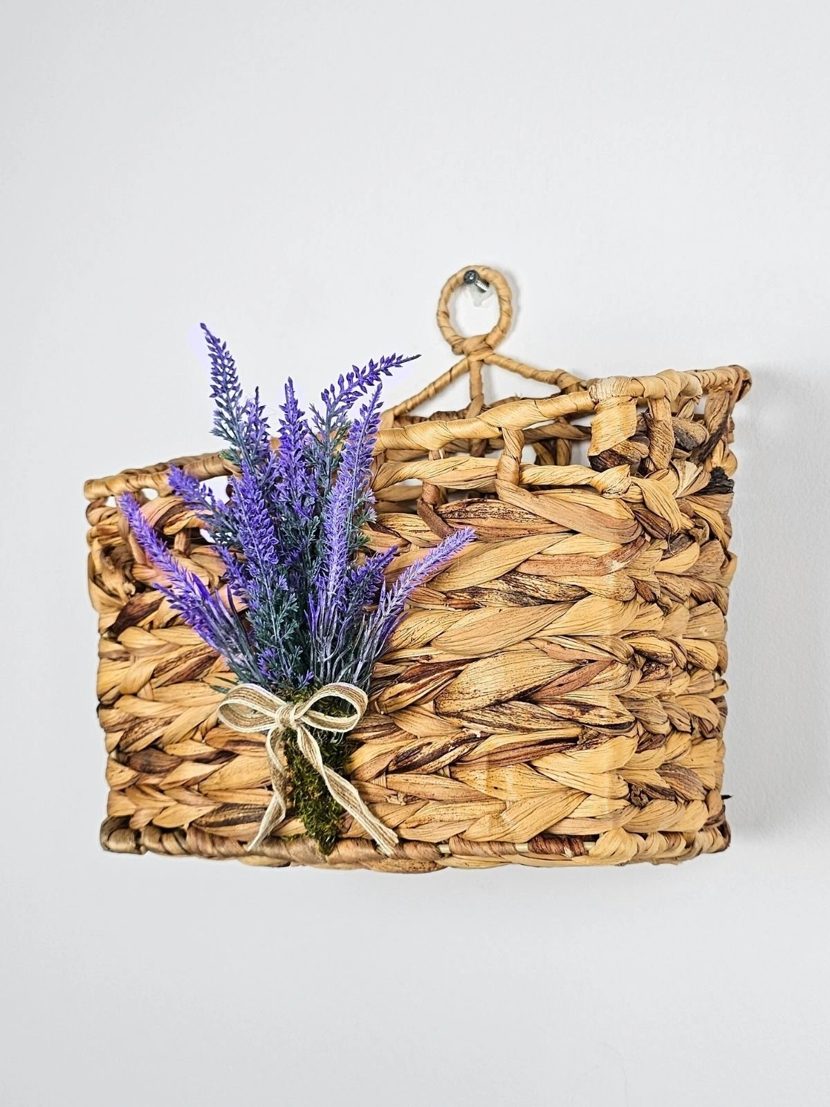 Lavantalı Hasır Kapı Sepeti Gazetelik Posta Kutusu Kapı Süsü 28cm