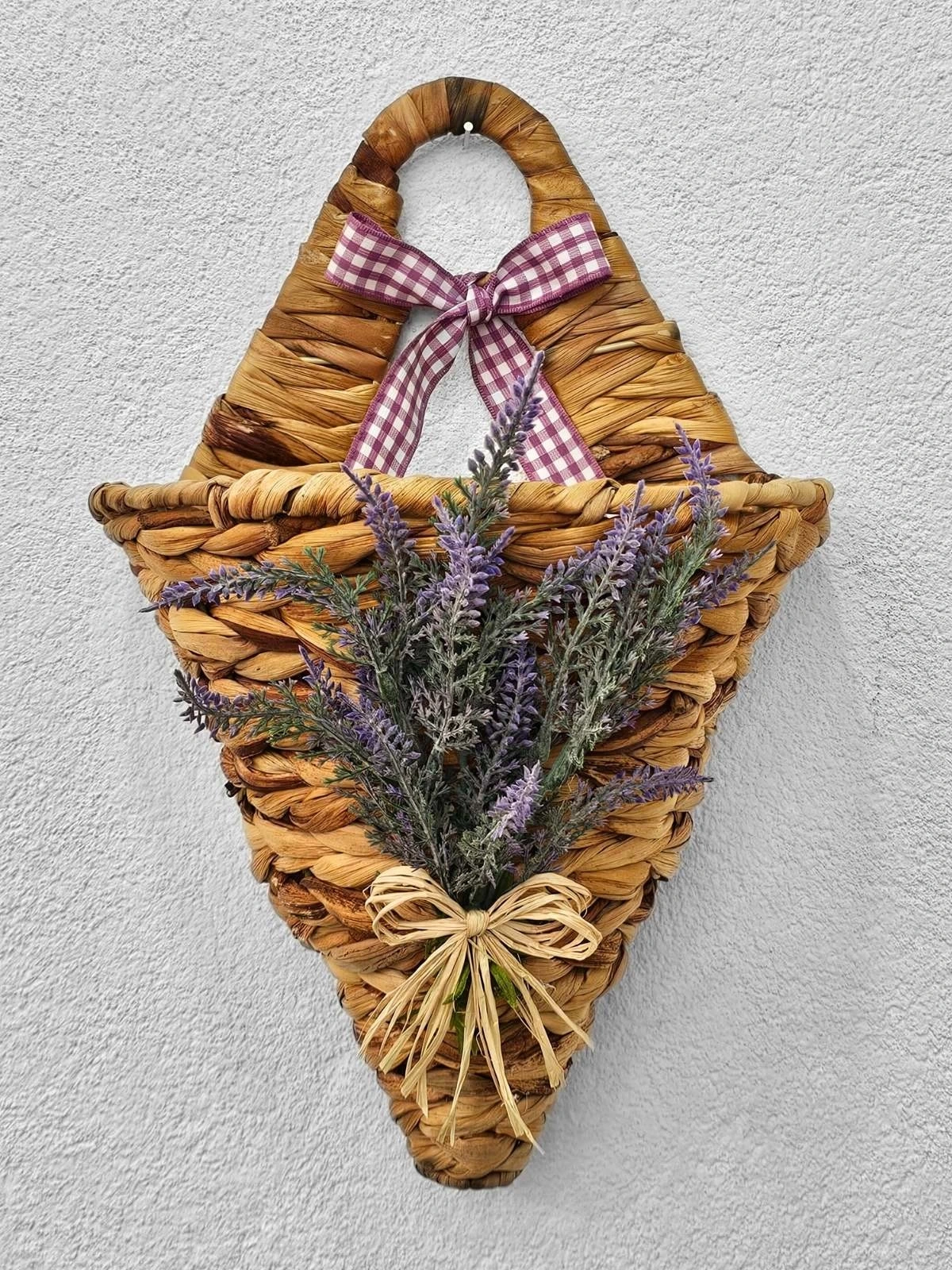 Lavantalı Konik Hasır Kapı Sepeti Gazetelik Posta Kutusu 38cm