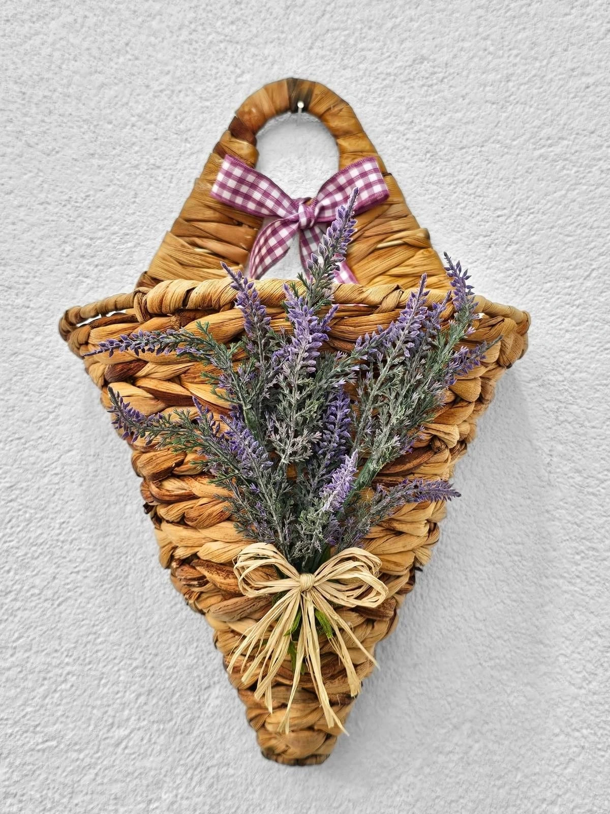 Lavantalı Konik Hasır Kapı Sepeti Gazetelik Posta Kutusu 38cm