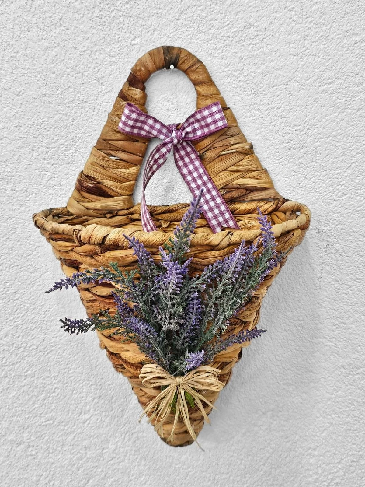 Lavantalı Konik Hasır Kapı Sepeti Gazetelik Posta Kutusu 38cm