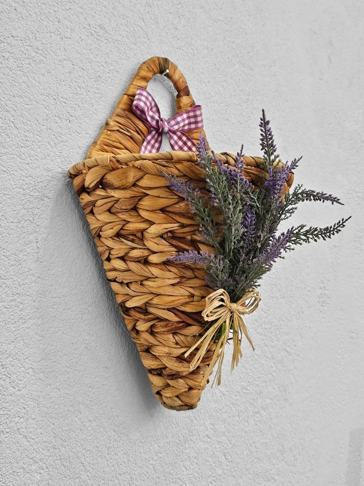 Lavantalı Konik Hasır Kapı Sepeti Gazetelik Posta Kutusu 38cm