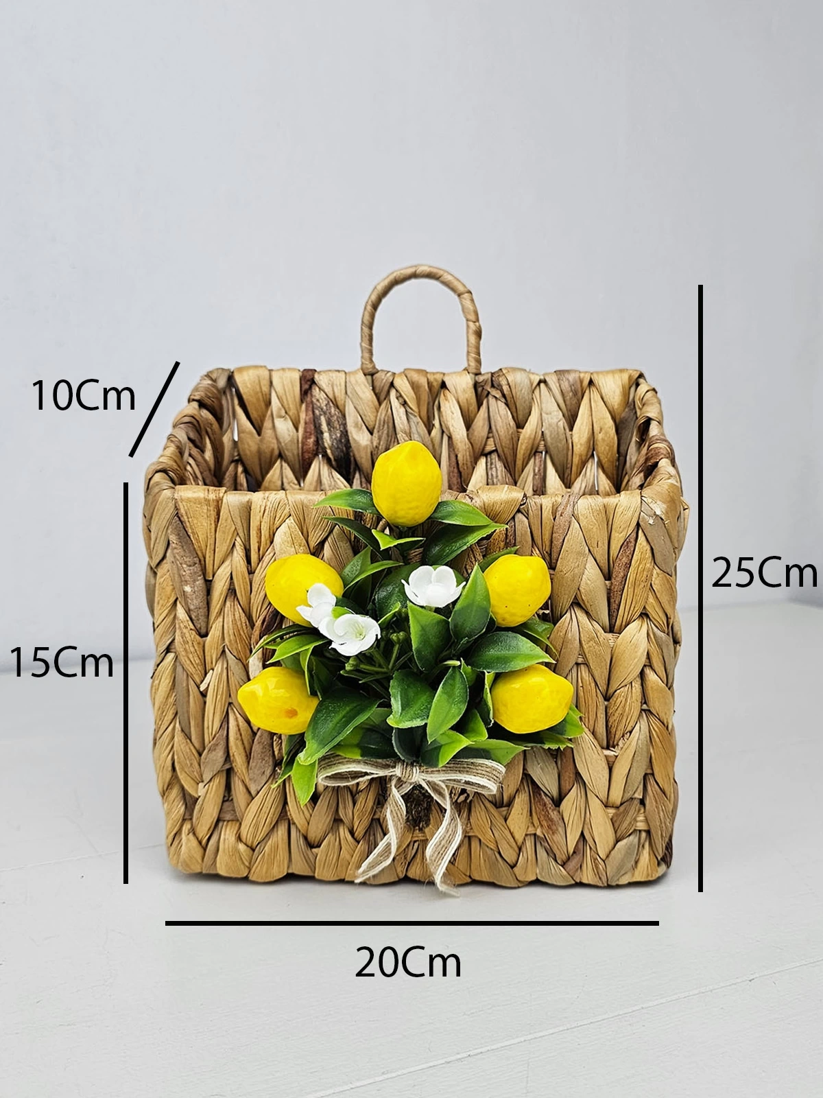 Limonlu Hasır Kapı Süsü Posta Kutusu Gazetelik 25cm