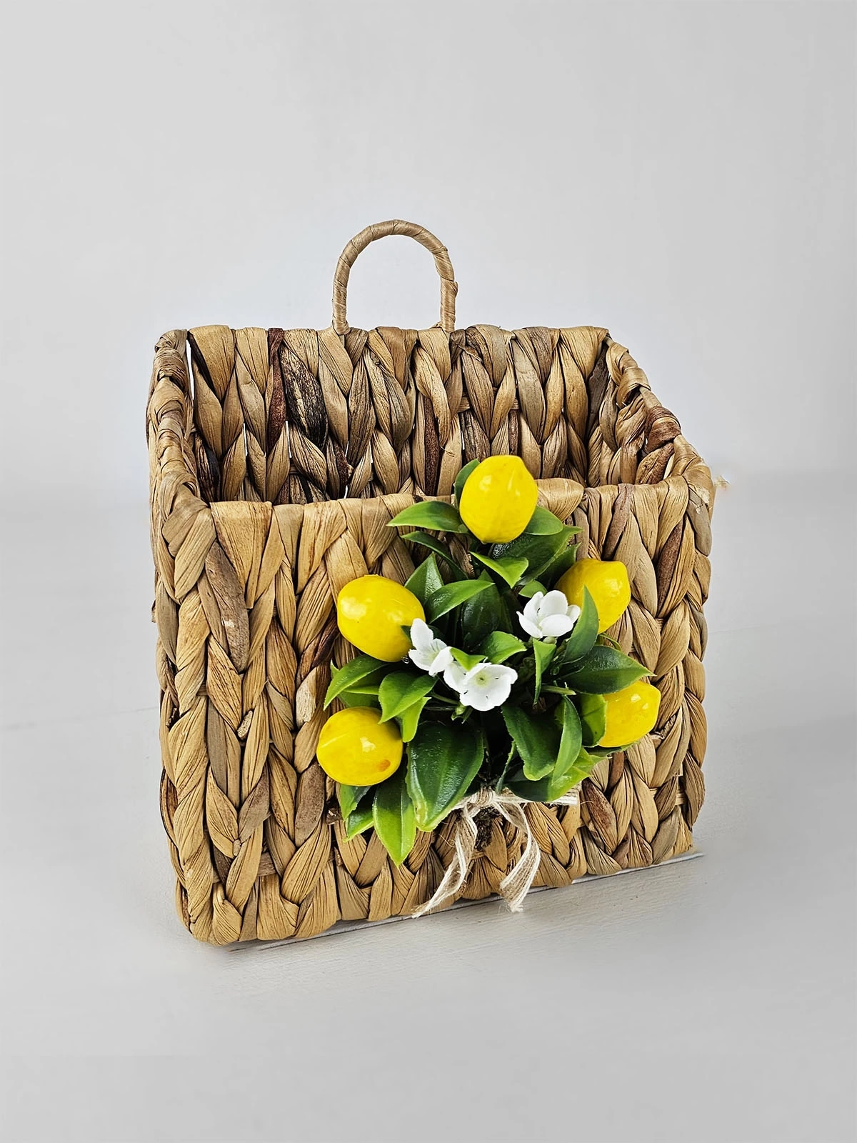 Limonlu Hasır Kapı Süsü Posta Kutusu Gazetelik 25cm