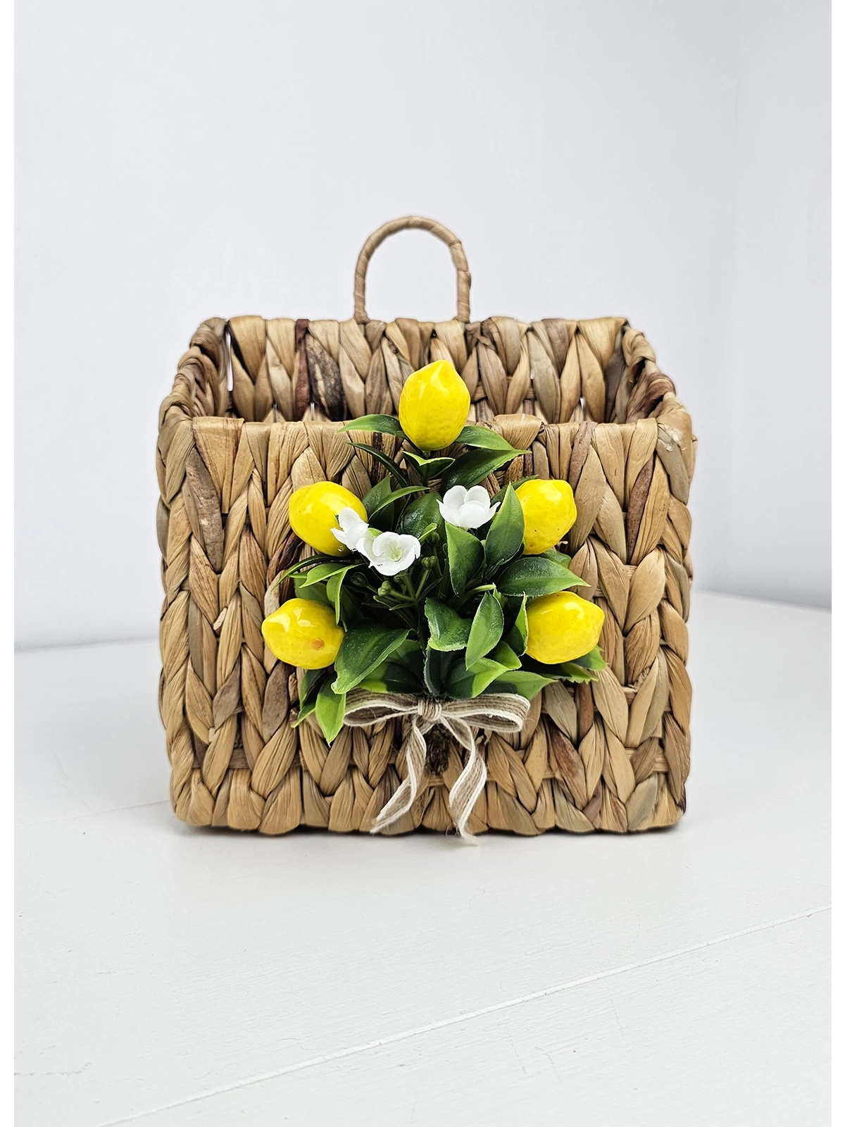 Limonlu Hasır Kapı Süsü Posta Kutusu Gazetelik 25cm