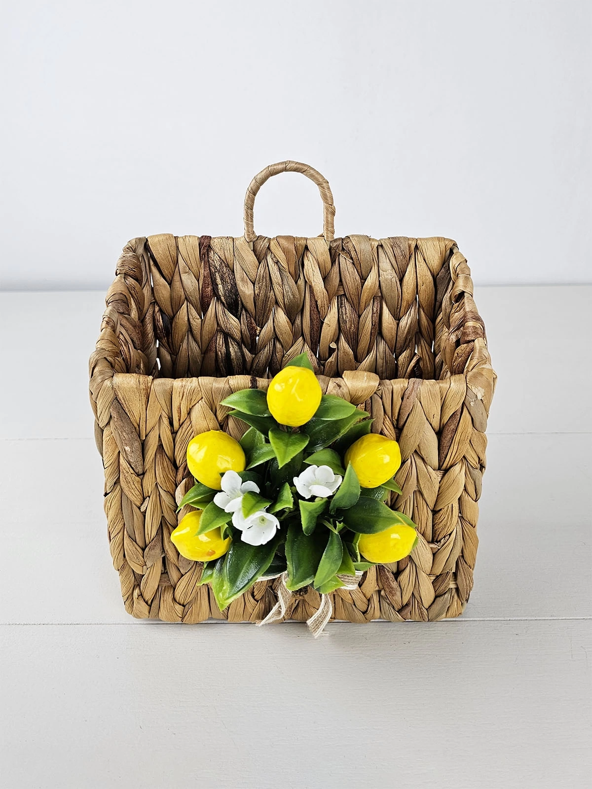 Limonlu Hasır Kapı Süsü Posta Kutusu Gazetelik 25cm