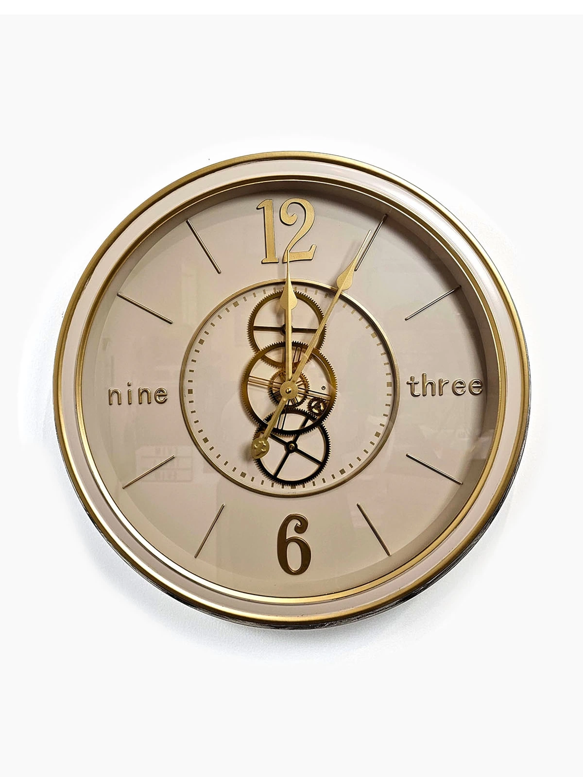 LUNA ÇARKLI METAL DUVAR SAATİ KREM 60CM