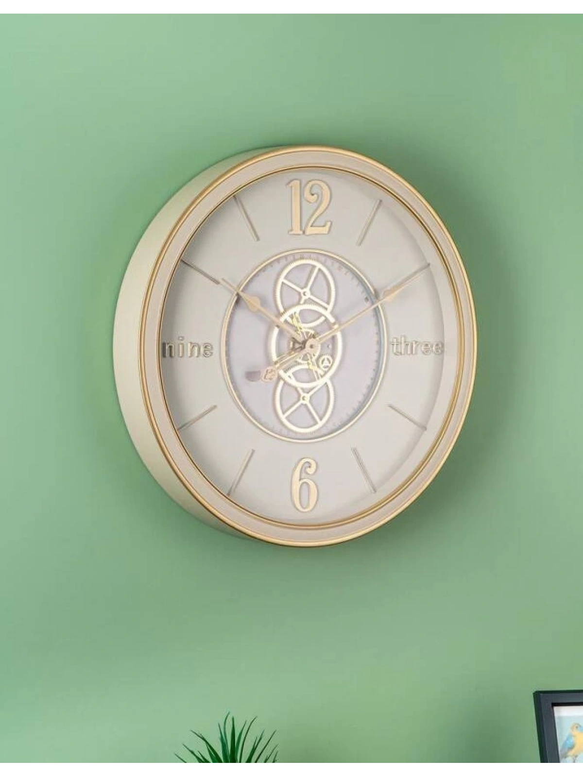 LUNA ÇARKLI METAL DUVAR SAATİ KREM 60CM