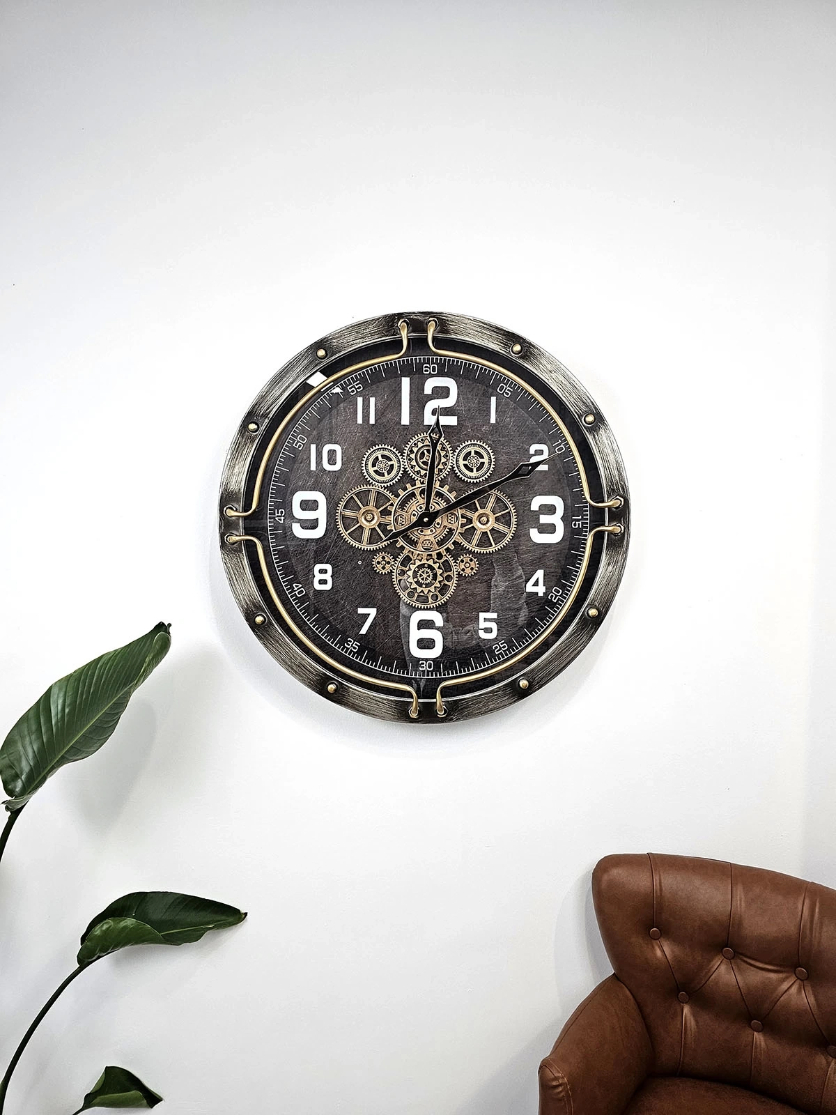 Lyon Çarklı Metal Büyük Boy Duvar Saati 60cm