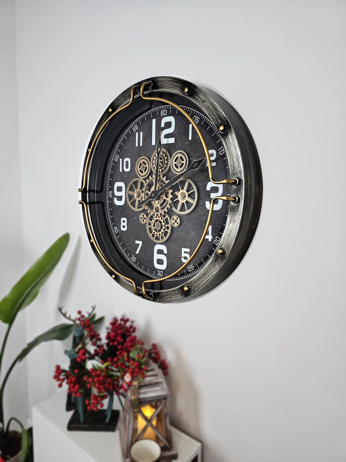 Lyon Çarklı Metal Büyük Boy Duvar Saati 60cm