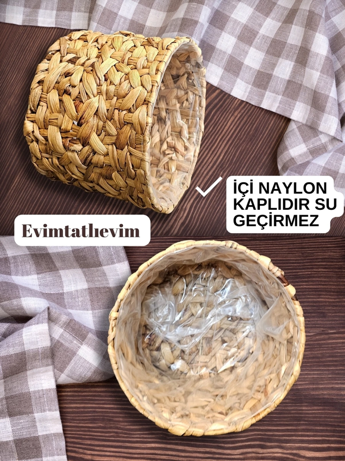 Natura 4lü Çelik Kafesli Hasır Saksı İçi Naylon Korumalı