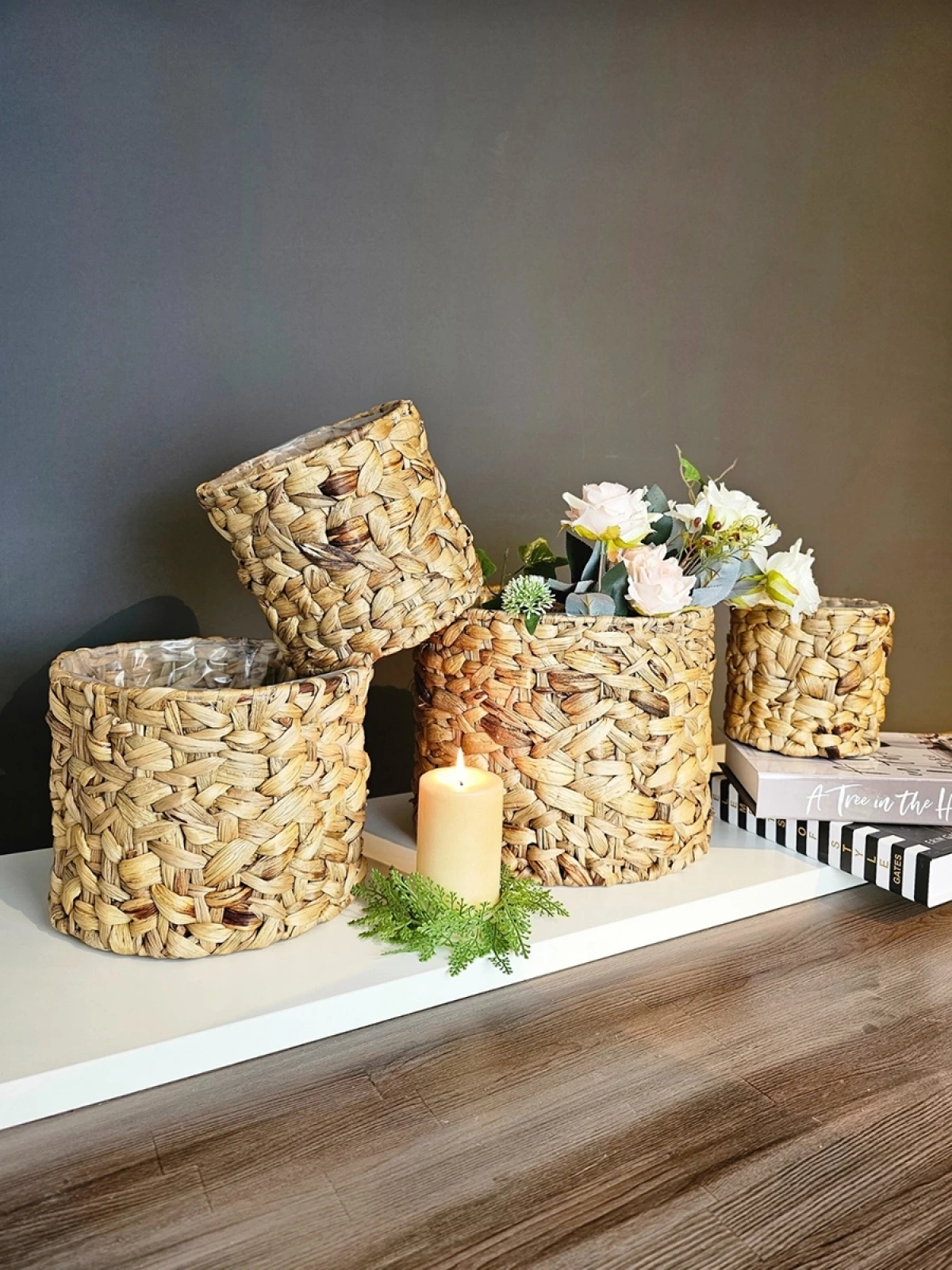 Natura 4lü Çelik Kafesli Hasır Saksı İçi Naylon Korumalı