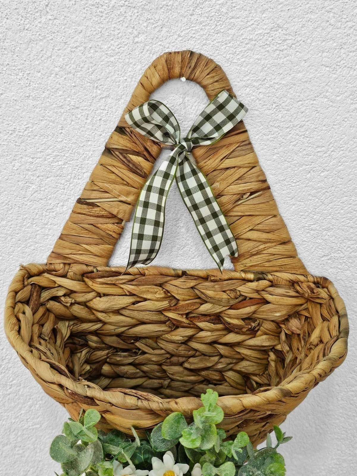 Papatyalı Konik Hasır Kapı Sepeti Gazetelik Posta Kutusu 46cm