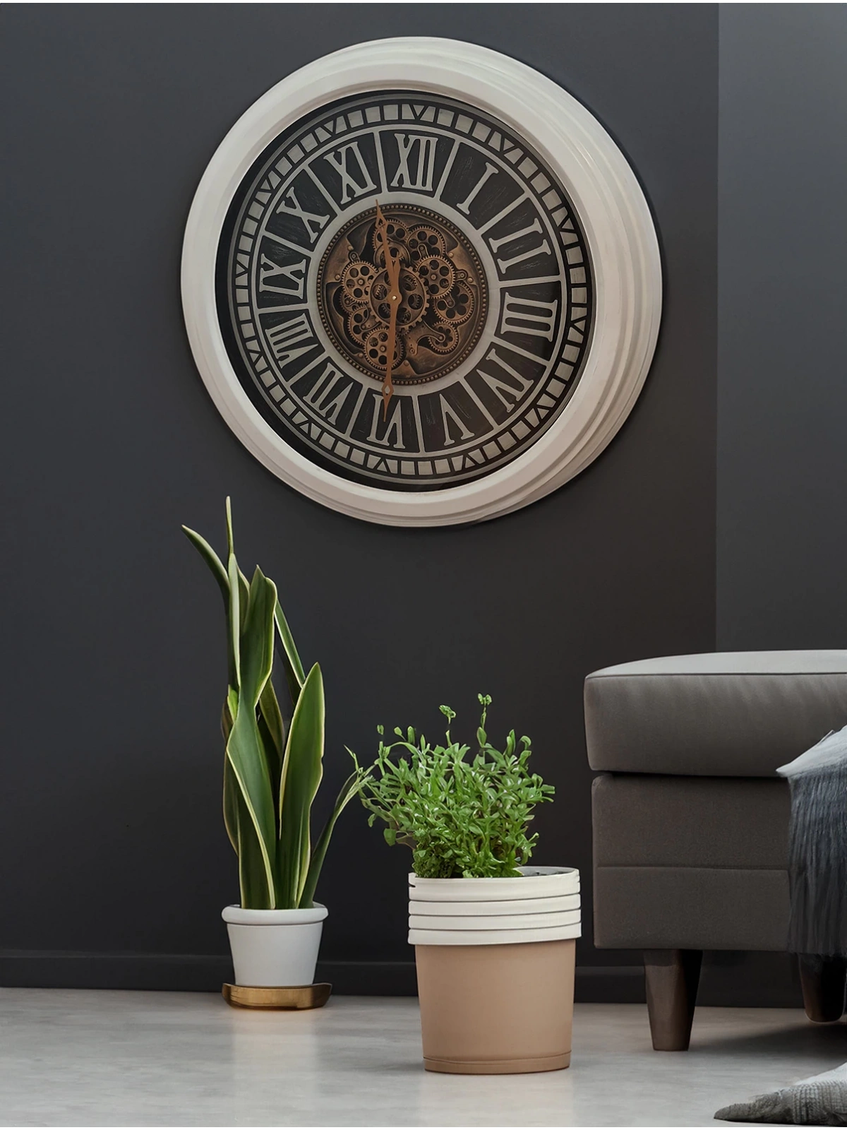 Roma Dev Boy Çarklı Metal Duvar Saati 85cm