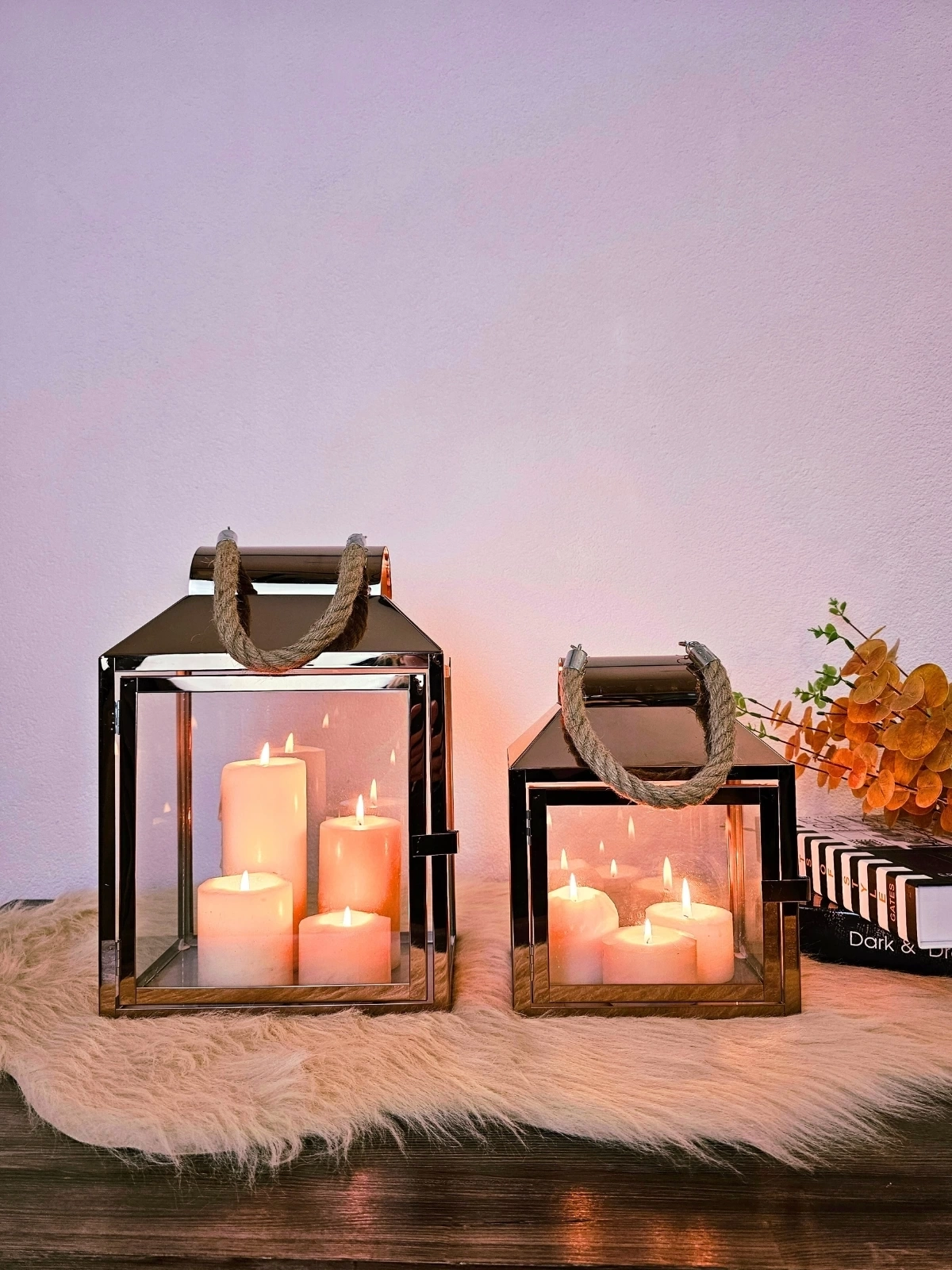 Rosetta Paslanmaz Çelik İkili Mumluk Fener Seti