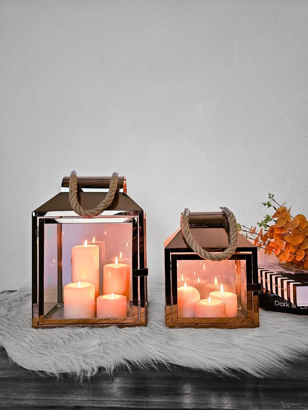 Rosetta Paslanmaz Çelik İkili Mumluk Fener Seti