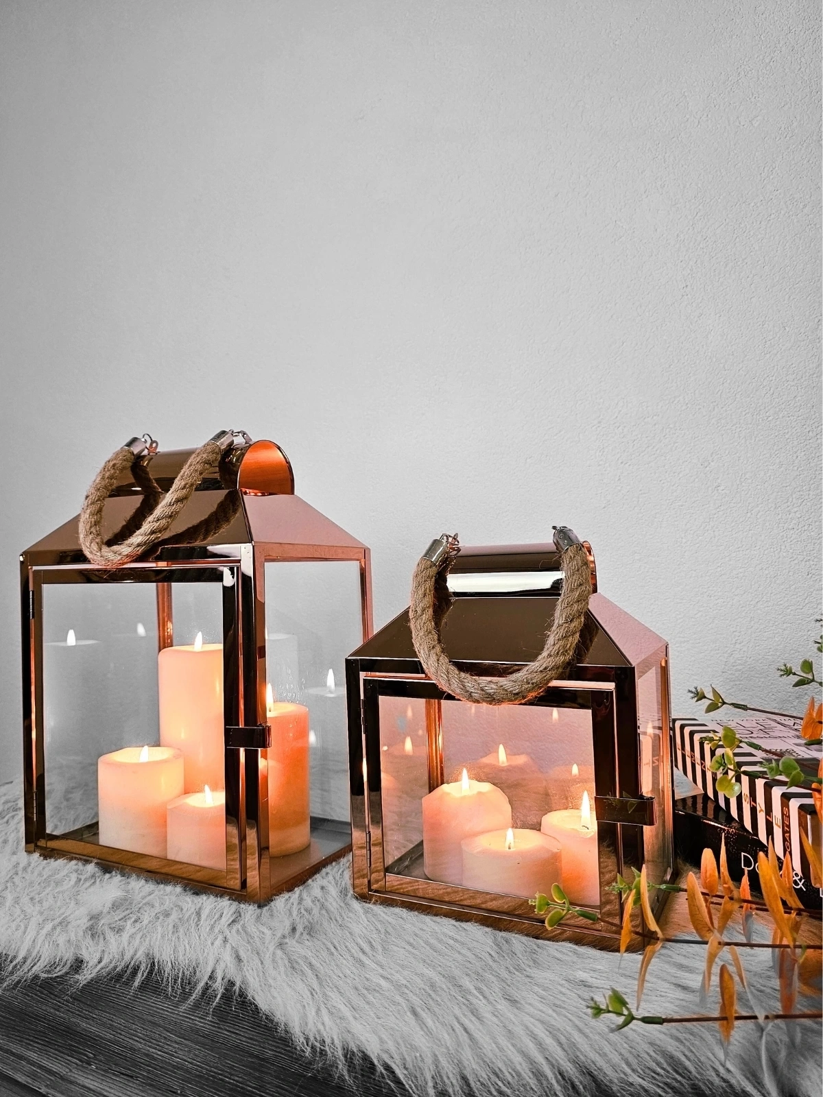 Rosetta Paslanmaz Çelik İkili Mumluk Fener Seti