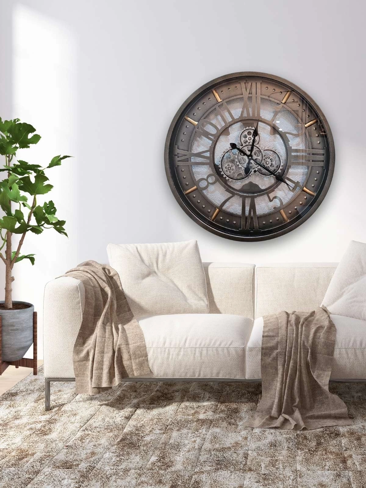 Siena Çarklı Metal Duvar Saati 66cm