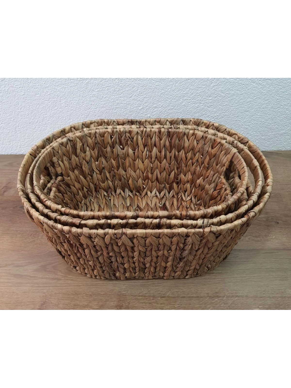 Üçlü Metal İskeletli Hasır Sele Sepet Seti