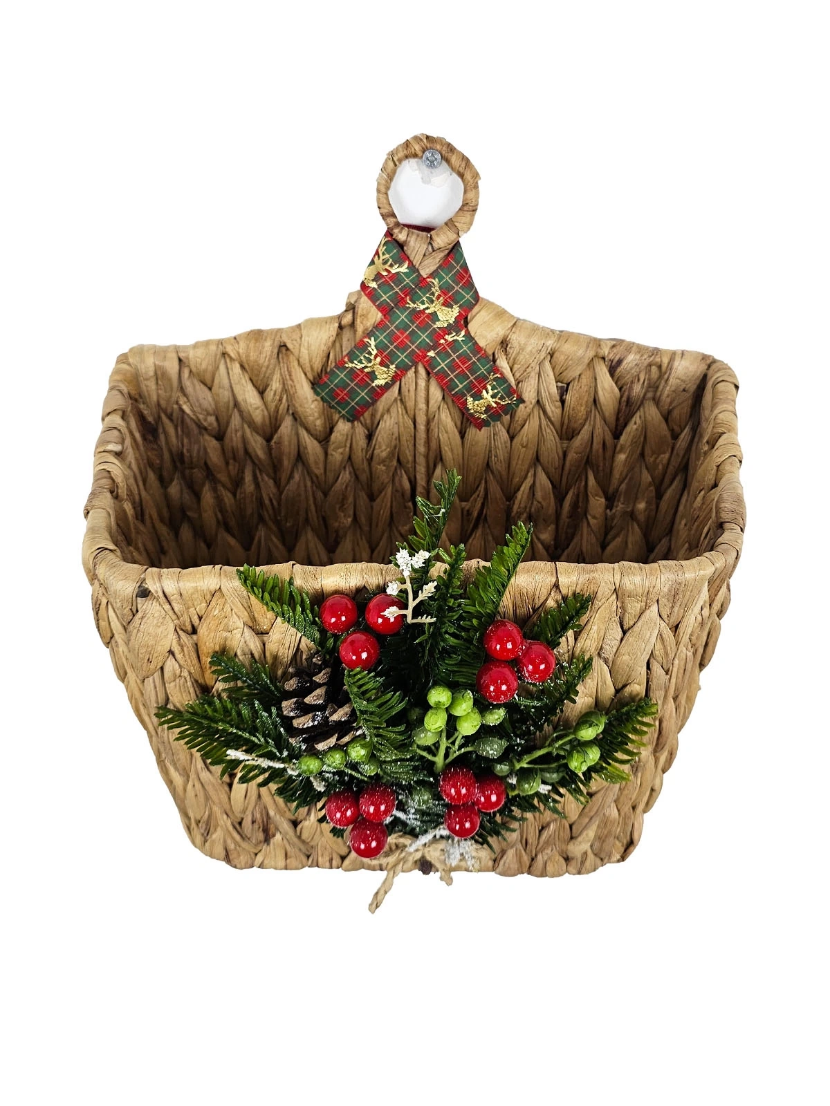 Yeni Yıl Hasır Kapı Sepeti Gazetelik Posta Kutusu 30Cm