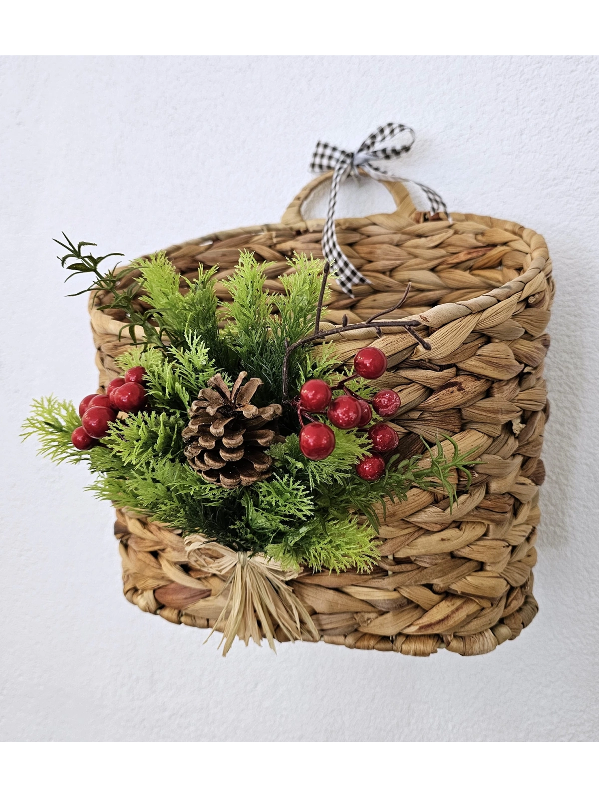 Yeni Yıl Hasır Kapı Sepeti Gazetelik Posta Kutusu Büyük Boy 31Cm