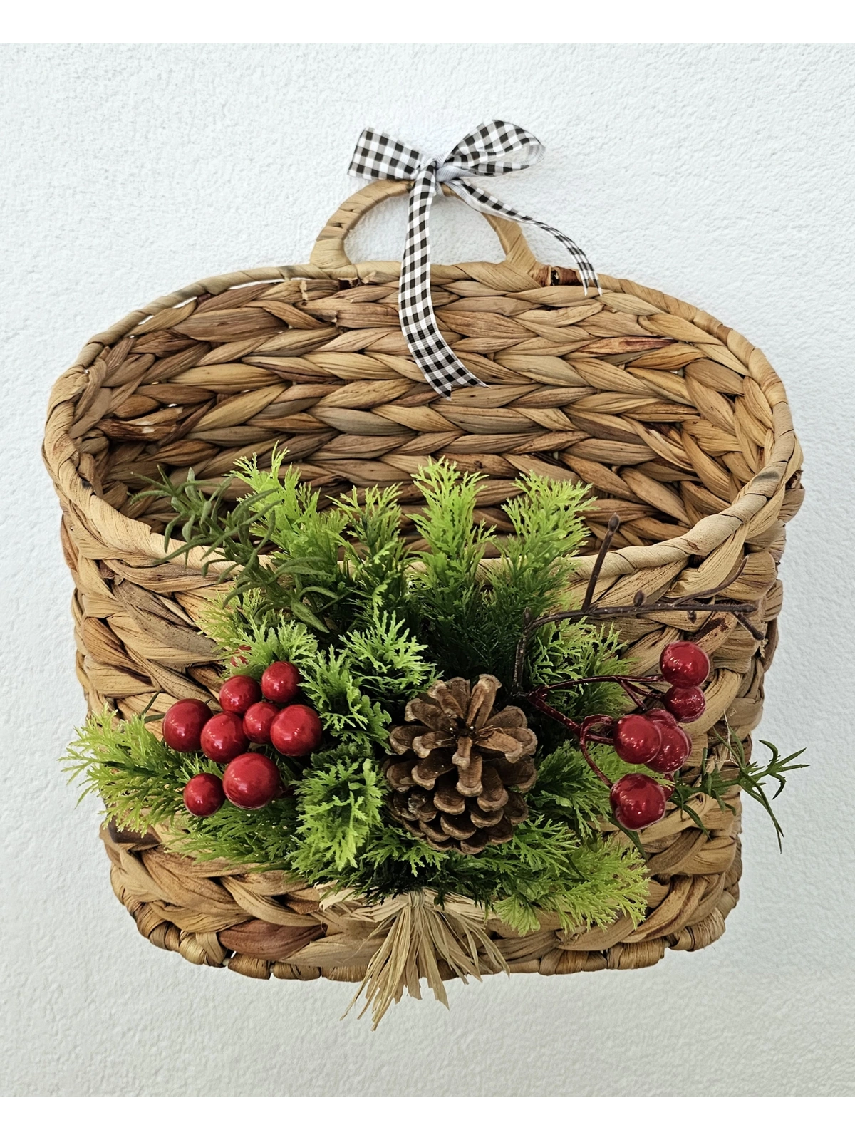 Yeni Yıl Hasır Kapı Sepeti Gazetelik Posta Kutusu Büyük Boy 31Cm