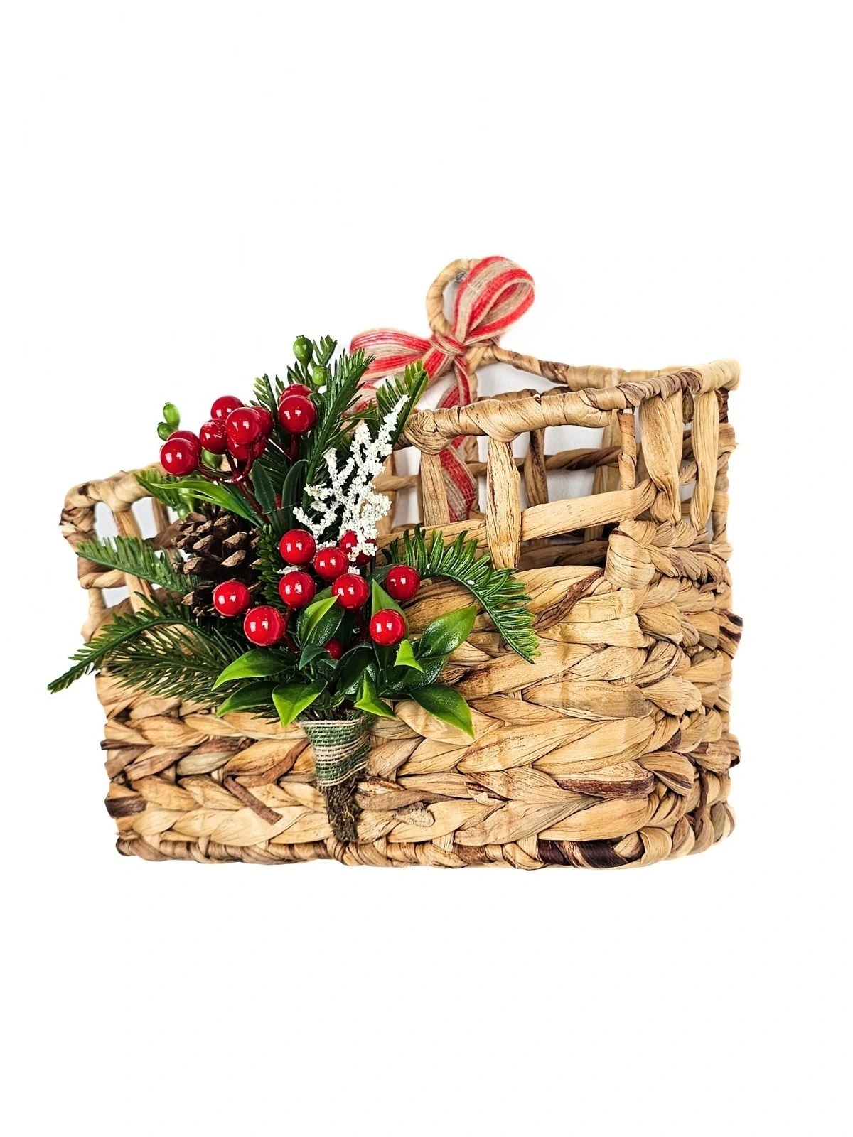 Yeni Yıl Hasır Kapı Sepeti Gazetelik Posta Kutusu Kapı Süsü 28Cm