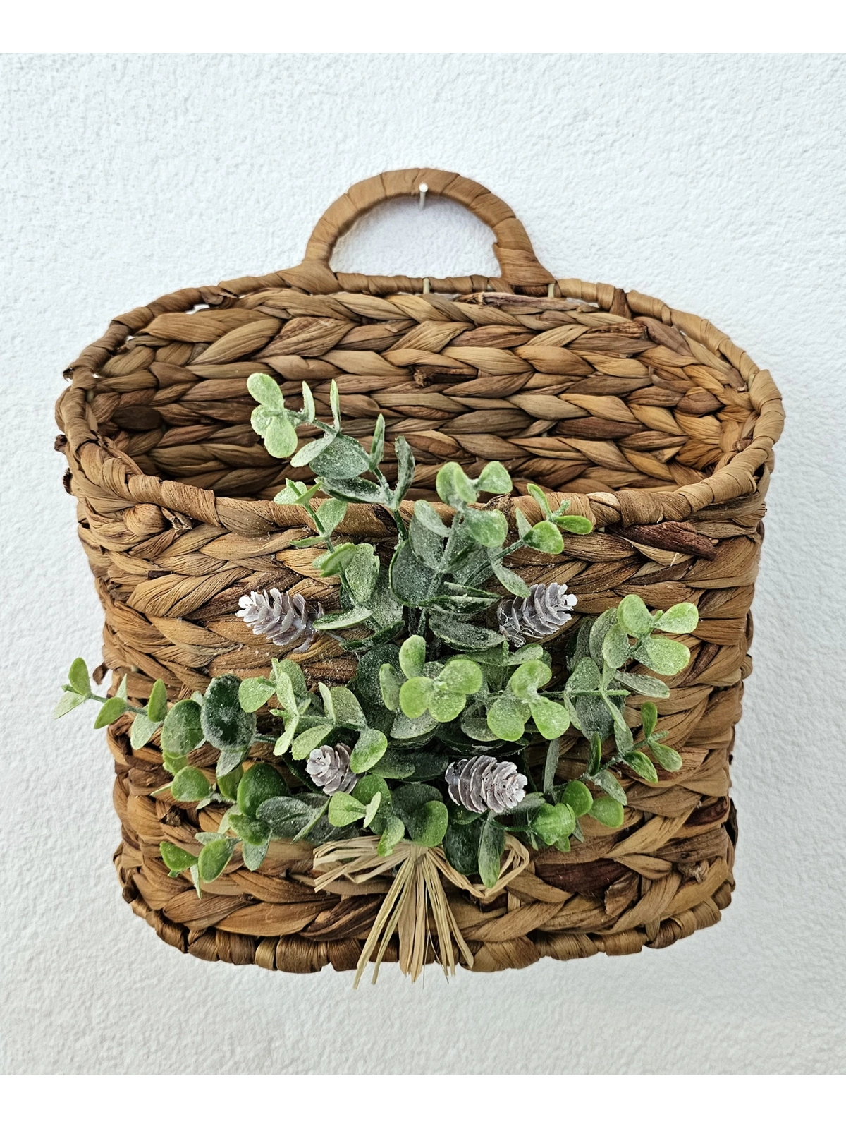 Yeşil Çiçekli Hasır Kapı Sepeti Gazetelik Posta Kutusu 29Cm