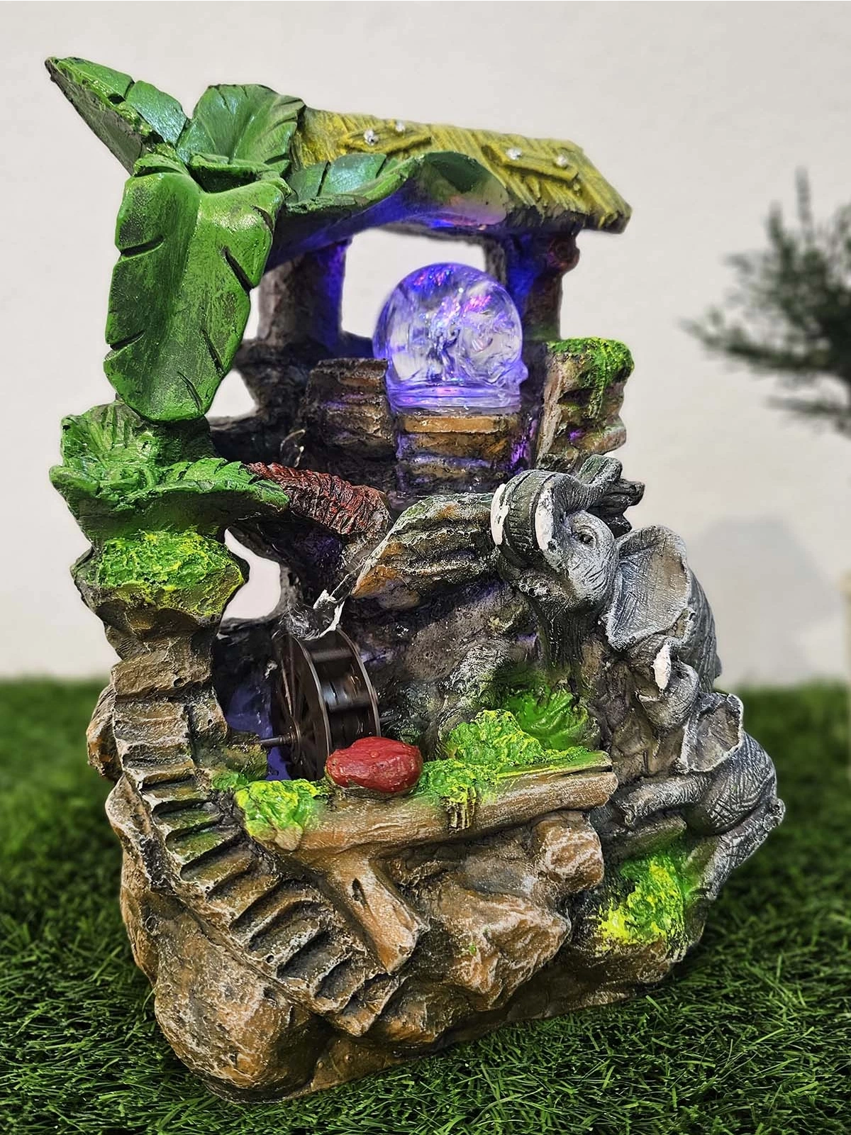 ZEN FİLLİ MASAÜSTÜ SU ŞELALESİ LED IŞIKLI VE MOTORLU 27CM