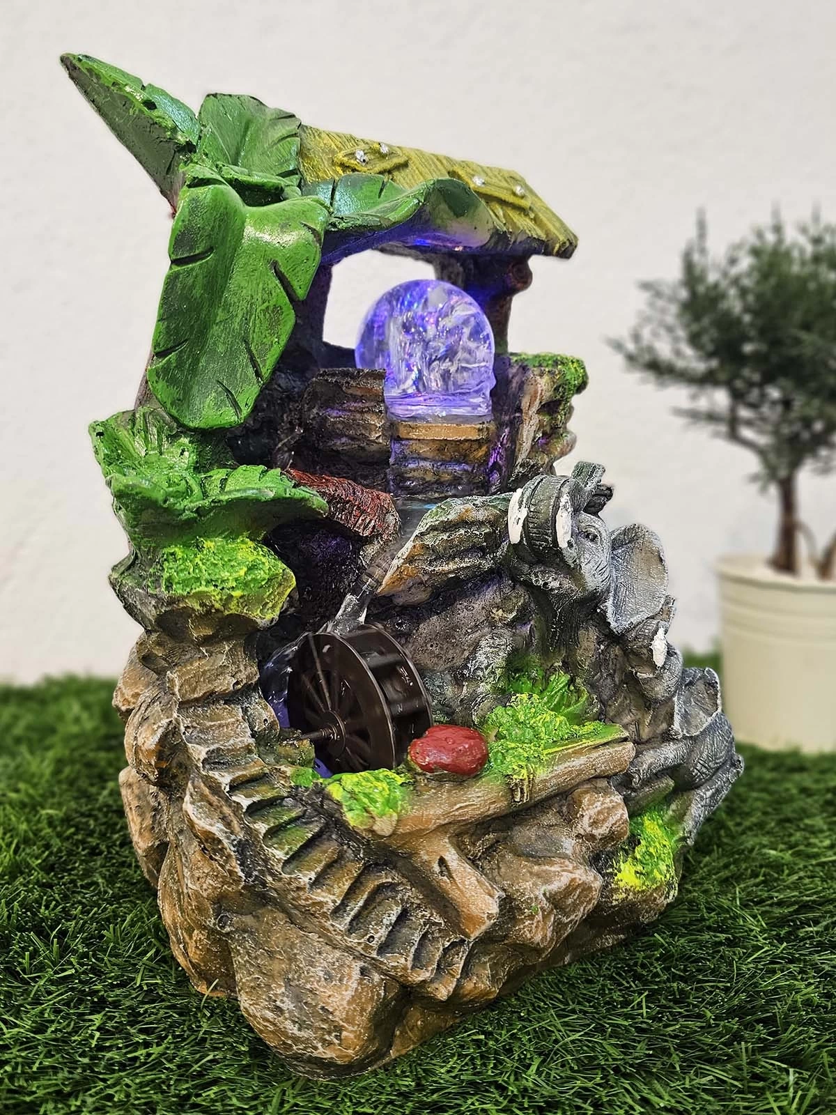 ZEN FİLLİ MASAÜSTÜ SU ŞELALESİ LED IŞIKLI VE MOTORLU 27CM