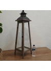 Old Town Metal Çatılı Ahşap Mumluk Fener 80cm