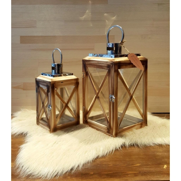 Çelik Çatılı Ahşap Mumluk Fener Seti Milas