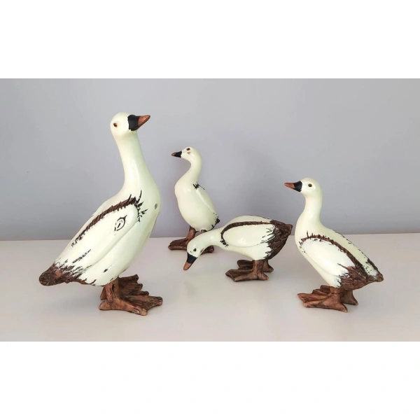 Dekoratif Poliresin Ördek Ailesi Biblo Seti