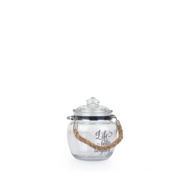 Halatlı Cam Kavanoz Küçük Boy 15cm