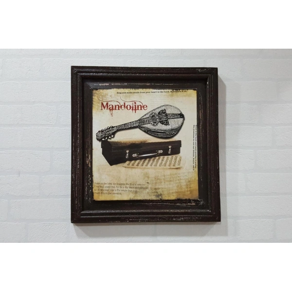 Mandoline Ahşap Nostaljik Tablo 38x38cm