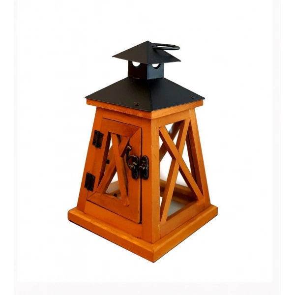 Metal Çatılı Ahşap Mumluk Floransa 21cm