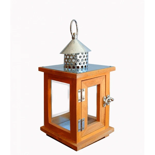 Metal Çatılı Ahşap Mumluk Roma 23cm