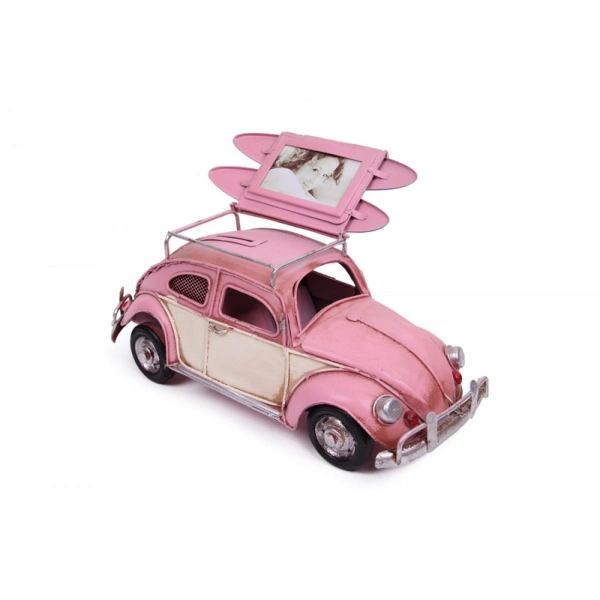 Metal Nostaljik Resim Çerçeveli Kaplumbağa Araba 26cm