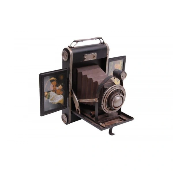Nostaljik Metal Fotoğraf Makinası ve Fotoğraf Çerçevesi