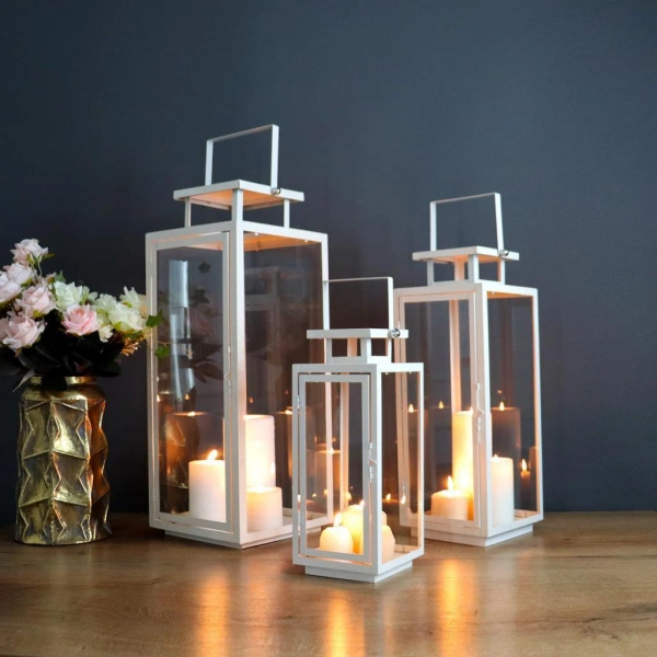 Üçlü Metal Mumluk Fener Seti Miami