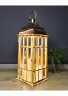 Çelik Çatılı Büyük Boy Ahşap Fener Ibiza 65cm