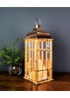 Çelik Çatılı Büyük Boy Ahşap Fener Ibiza 65cm