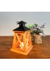 Metal Çatılı Ahşap Mumluk Floransa 21cm