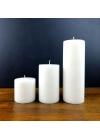 Silindir Mum Beyaz Üçlü Set