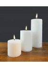 Silindir Mum Beyaz Üçlü Set