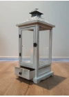 Toledo Metal Çatılı Çekmeceli Ahşap Mumluk Fener 50cm
