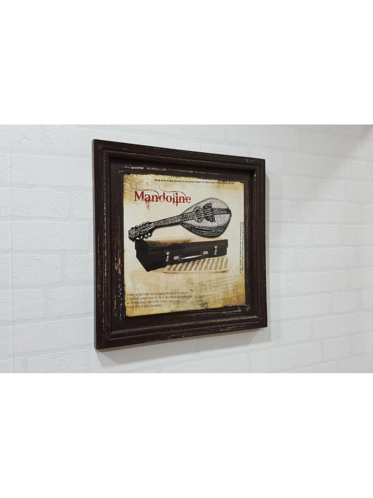 Mandoline Ahşap Nostaljik Tablo 38x38cm